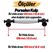 Arnas Porselen Kulp 128 mm Mobilya Çekmece Mutfak Dolabı Dolap Kapak Kulpları Kulb Kulpu Siyah thumbnail 3