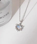 316L Çelik Zincir Gümüş Renk Kalp Model Kadın Kolye - TJ-BKO7823 thumbnail 3