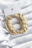 Pirinç Gold Renk Kruvasan Model Kadın Küpe - TJ-BKP8251 - 1