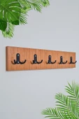 Green Life Design Bambu - Siyah Portmanto Duvar Askılığı Modern Elbise Askılığı 5'li Metal Askılıklı - 2