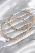 Pirinç Gold Renk Hasır Halka Model Zirkon Taş Detay Kadın Küpe - TJ-BKP8505 thumbnail 2