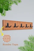 Green Life Design Bambu - Siyah Portmanto Duvar Askılığı Modern Elbise Askılığı 5'li Metal Askılıklı - 3