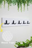 Green Life Design Beyaz- Siyah Portmanto Duvar Askılığı Modern Elbise Askılığı 5'li Metal Askılıklı - 4