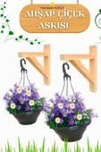 Ramazan Küçük Ahşap Sarkıt Çiçekler Için Kancalı Duvar Askılığı Balkon Askısı Ahşap Çiçeklik - 4