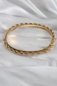 316L Çelik Gold Renk Burgu Zincir Model Kadın Kelepçe - TJ-BB5904 - 2