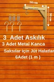Ramazan Küçük Ahşap Halatlı Kancalı Askı Çiçeklik Aparatı Üçlü Set - 2