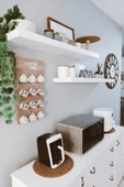 Ramazan Küçük Mutfak Kahve Köşesi Rafı Coffee Bar   Gizli Raf  2'li Beyaz  Duvar Rafı Set - 4