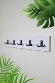 Green Life Design Beyaz- Siyah Portmanto Duvar Askılığı Modern Elbise Askılığı 5'li Metal Askılıklı - 1