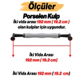 Anav Porselen Antik Nikel Kulp 192 mm Mobilya Çekmece Mutfak Dolabı Dolap Kapak Kulpları Kulb Kulpu - 2