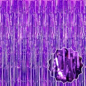 Mor Renk Ekstra Metalize Parlak Saçaklı Arka Fon Perde İthal A Kalite 1x2 Metre - 1