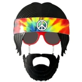 Siyah Saçlı Bandana Tasarımlı Hippi Parti Gözlüğü 26x18 cm - 1