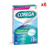 Corega 3 Dakikada 30'lu 6 Adet Protez Temizleme Tableti - 1