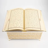 Raşel Kaplama Rahleli Kur'an-ı Kerim (Orta Boy, Krem) - 1