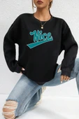 Unisex Nice Baskılı Bisiklet Yaka Sweatshirt - 1