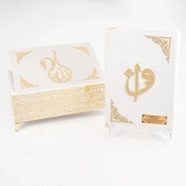 Raşel Kaplama Rahleli Kur'an-ı Kerim (Orta Boy, Krem) - 8