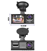 Qasul Araç Içi Kamera 3 Kameralı (Yol + Araç Içi+ Arka) Fhd Video Kayıt Mikrofonlu - 2