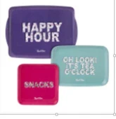 TANTİTONİ MALEMİN YAZI DESENLİ 3 Lİ KAYDIRMAZ TEPSİ 25-36-43 CM - 1