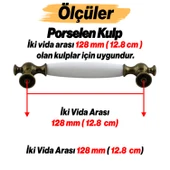 Arnas Porselen Antik Sarı Kulp 128 mm Mobilya Çekmece Mutfak Dolabı Dolap Kapak Kulpları Kulb Kulpu - 3