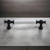 Aruh Porselen Siyah Kulp 128 mm Mobilya Çekmece Mutfak Dolabı Dolap Kapak Kulpları Kulb Kulpu - 8