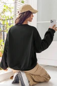 Unisex Happy Baskılı Bisiklet Yaka Sweatshirt - 3