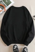 Unisex Uykucu Panda Baskılı Bisiklet Yaka Sweatshirt - 2