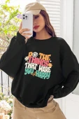 Unisex Happy Baskılı Bisiklet Yaka Sweatshirt - 2
