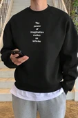 Unisex The Power Baskılı Bisiklet Yaka Sweatshirt - 1
