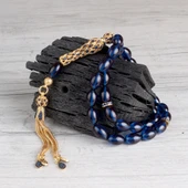 925 Ayar Gümüş Sarı Lavicert Gümüş Set Püsküllü Mavi Renk Ateş Kehribar Tesbih thumbnail 2