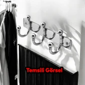 Metal 3'lü Birleşik Vestiyer Duvar Monteli Askı Dolap Askılığı Vidalı Krom Elbise Askısı 1 Adet thumbnail 3