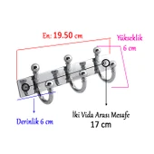 Metal 3'lü Birleşik Vestiyer Duvar Monteli Askı Dolap Askılığı Vidalı Krom Elbise Askısı 1 Adet thumbnail 2