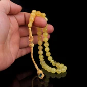 DAMLA KEHRİBAR TESBİH 1000 AYAR KAZAZ GÜMÜŞ PÜSKÜLLÜ thumbnail 3