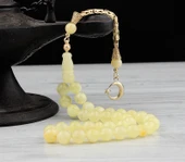 14 Ayar Altın Püsküllü Damla Kehribar Tesbih thumbnail 1