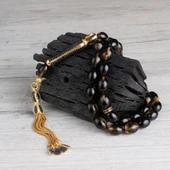 925 Ayar Gümüş Zirkon Taşlı Set Püsküllü Çift Renk Ateş Kehribar Tesbih thumbnail 2