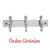 Metal 3'lü Birleşik Vestiyer Duvar Monteli Askı Dolap Askılığı Vidalı Krom Elbise Askısı 1 Adet thumbnail 5