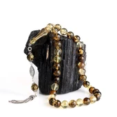 8,5 mm Fosilli Damla Kehribar Tesbih 925 Ayar Gümüş Püsküllü thumbnail 1