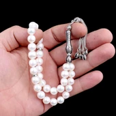 925 AYAR GÜMÜŞ SET İNCİ TAŞLI TESBİH thumbnail 3