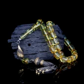 HER TANESİ SİNEK FOSİLLİ GÜMÜŞ PÜSKÜLLÜ KAPSÜL KESİM DAMLA KEHRİBAR TESBİH thumbnail 2