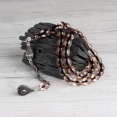 925 Ayar Gümüş Zirkon Taşlı Püsküllü Duman Renk Ateş Kehribar Tesbih thumbnail 2