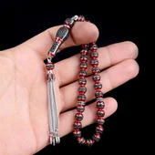 KIRMIZI RENK MİNELİ ZİRKON TAŞLI 925 AYAR GÜMÜŞ TESBİH thumbnail 3