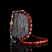 Çift Renk Gümüş Püsküllü Fasetli Damla Kehribar Tesbih thumbnail 1