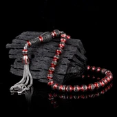 KIRMIZI RENK MİNELİ ZİRKON TAŞLI 925 AYAR GÜMÜŞ TESBİH thumbnail 2