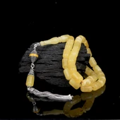 KAPSÜL KESİM MAT RENK DAMLA KEHRİBAR TESBİH 925 AYAR GÜMÜŞ PÜSKÜLLÜ thumbnail 2