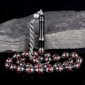 ARPA KESİM ERZURUM OLTU TAŞI TESBİH 925 AYAR GÜMÜŞ ÖRGÜ PÜSKÜLLÜ thumbnail 1