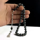 925 AYAR GÜMÜŞ PÜSKÜLLÜ MAVİ MİNELİ ERZURUM OLTU TAŞI TESBİH thumbnail 3