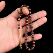 ALTIN KAPLAMALI KIRMIZI MİNELİ 925 AYAR GÜMÜŞ TESBİH thumbnail 3