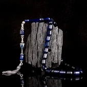 Çift Renk Gümüş Püsküllü Fasetli Damla Kehribar Tesbih thumbnail 1