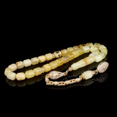 Altın Kaplama Gümüş Püsküllü Kapsül Kesim Damla Kehribar Tesbih thumbnail 2