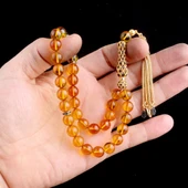 925 Ayar Gümüş Set Zirkon Taşlı Bal Renk Ateş Kehribar  Tesbih - 3