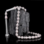 KIRMIZI BEYAZ ZİRKON TAŞ İŞLEMELİ TAMAMI 925 AYAR GÜMÜŞ TESBİH thumbnail 1