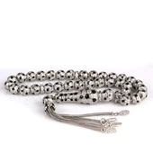 FUTBOL TOPU MODEL ZİRKON TAŞLI SİYAH MİNELİ 925 AYAR GÜMÜŞ TESBİH thumbnail 4